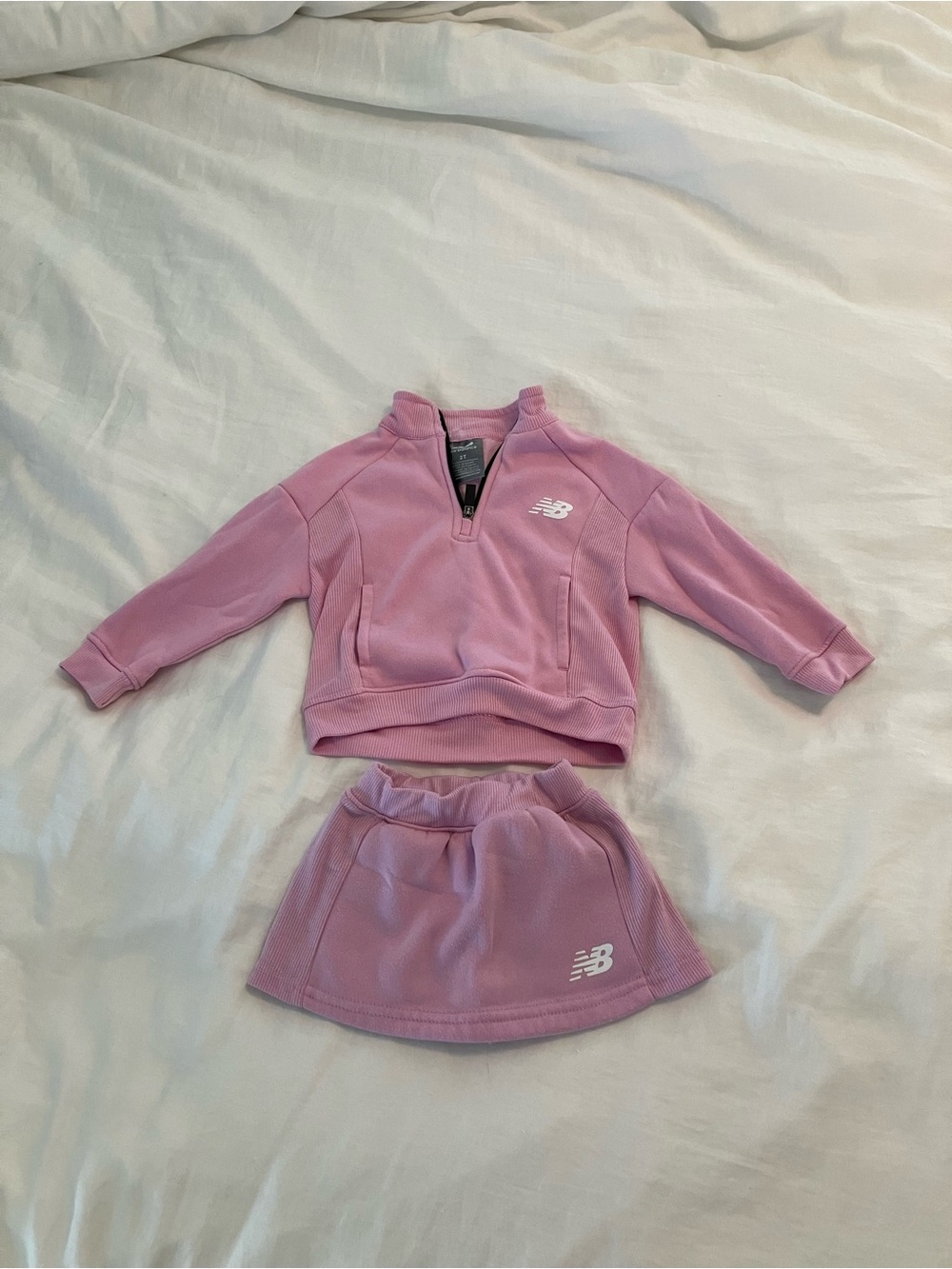 New Balance Pink Girls Sweatshirt and Skirt Set